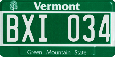 VT license plate BXI034