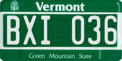 VT license plate BXI036