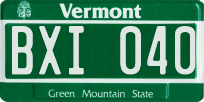 VT license plate BXI040