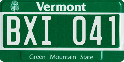 VT license plate BXI041