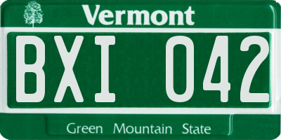 VT license plate BXI042