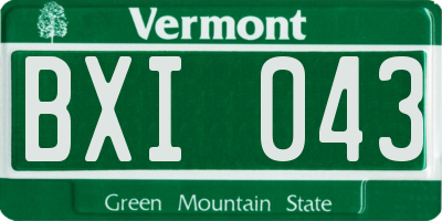 VT license plate BXI043
