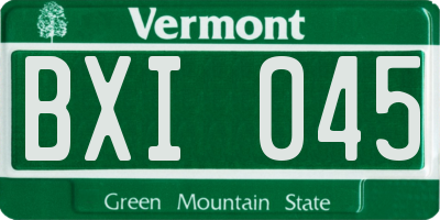 VT license plate BXI045