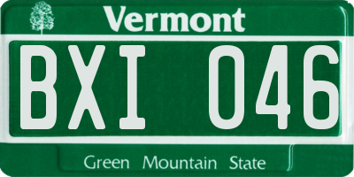 VT license plate BXI046