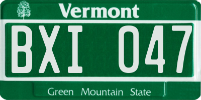 VT license plate BXI047