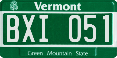 VT license plate BXI051