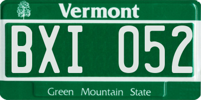 VT license plate BXI052