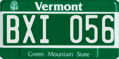 VT license plate BXI056