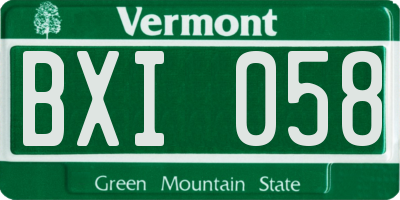 VT license plate BXI058