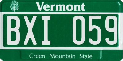 VT license plate BXI059