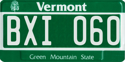 VT license plate BXI060