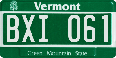 VT license plate BXI061