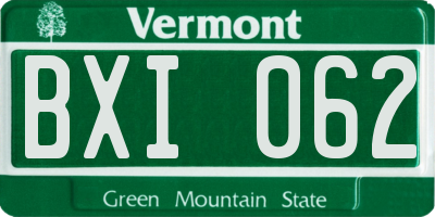 VT license plate BXI062