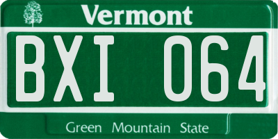 VT license plate BXI064