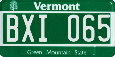 VT license plate BXI065