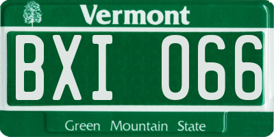 VT license plate BXI066