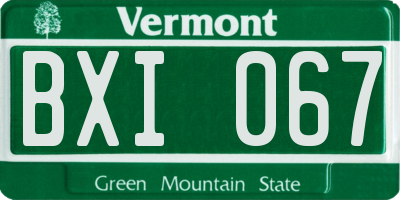 VT license plate BXI067