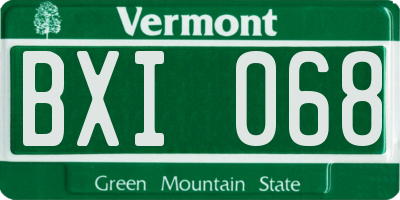 VT license plate BXI068