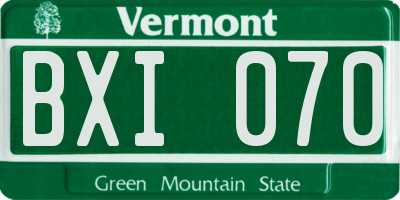 VT license plate BXI070