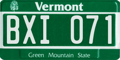 VT license plate BXI071