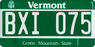 VT license plate BXI075