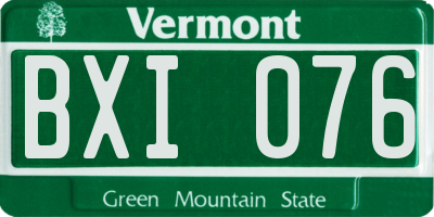 VT license plate BXI076