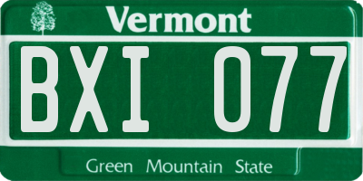 VT license plate BXI077