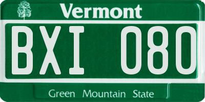 VT license plate BXI080