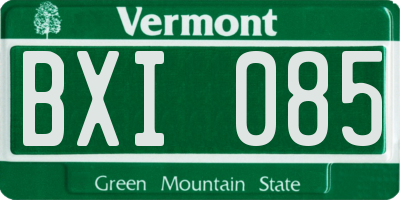 VT license plate BXI085