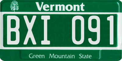VT license plate BXI091