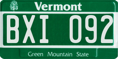 VT license plate BXI092