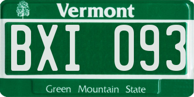 VT license plate BXI093