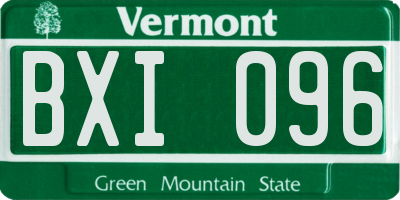 VT license plate BXI096