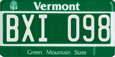 VT license plate BXI098