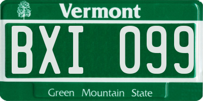 VT license plate BXI099