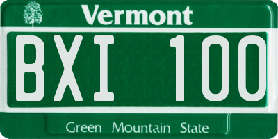 VT license plate BXI100