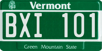 VT license plate BXI101