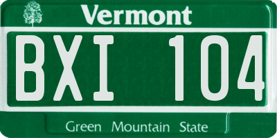 VT license plate BXI104