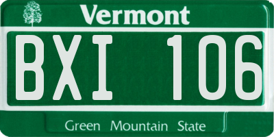 VT license plate BXI106