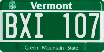 VT license plate BXI107