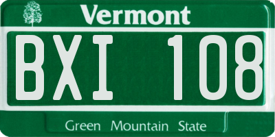 VT license plate BXI108
