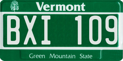 VT license plate BXI109