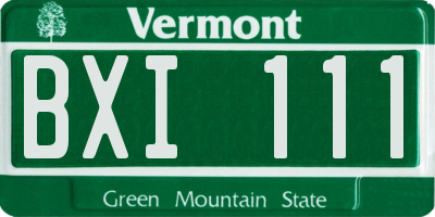 VT license plate BXI111
