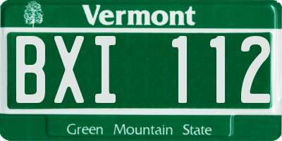 VT license plate BXI112