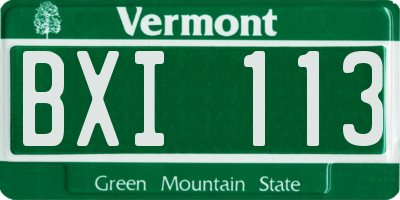 VT license plate BXI113