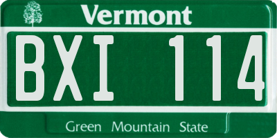 VT license plate BXI114