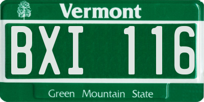 VT license plate BXI116