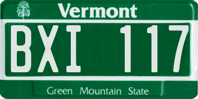 VT license plate BXI117