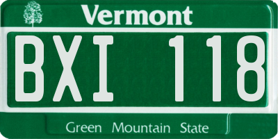 VT license plate BXI118
