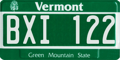 VT license plate BXI122